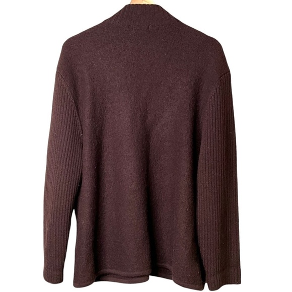 RINO ROSSI Vintage 100% Boiled Wool Cardigan Jacket Ribbed Sleeves Embroidery XL - Picture 3 of 8